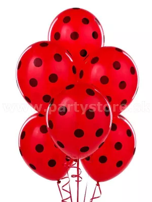 Balón pastel 30 cm - RETRO BODKY - červený s čiernymi bodkami