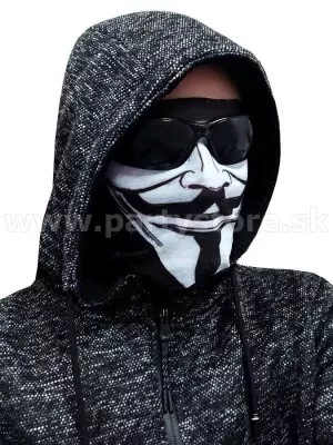 Šatka multifunkčná nákrčnik - ANONYMOUS čierno biela, polyester