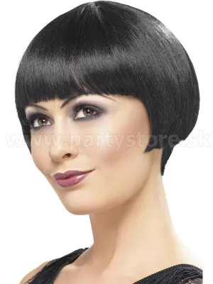 Parochňa - 20s FLAPPER BOB - čierna krátka 28 cm s ofinou dámska