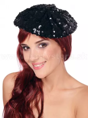 Baret - 70´s DISCO DIVA - čierny s lesklými flitrami