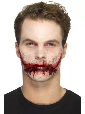 Horor Make Up - JOKER ZOŠÍVANÝ KRVAVÝ ÚSMEV - latex s lepidlom