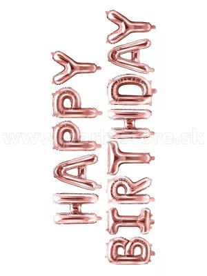 Balón fólia banner 35 x 520 cm - HAPPY BIRTHDAY - ružovo zlatý