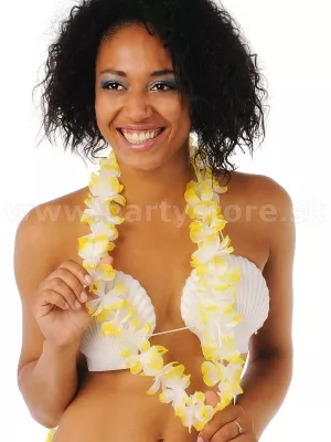 Veniec - náhrdelník - HAWAII DELUXE -žlto biely tónovaný 100 cm