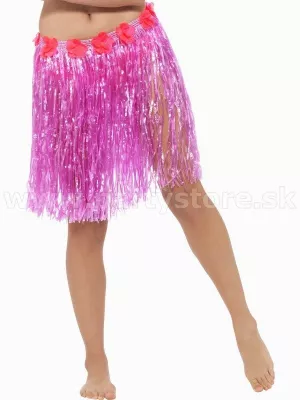 Sukňa - HAWAIIAN HULA AUANA - ružová, dĺžka 40 cm