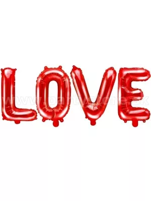 Balón fólia banner 35 x 140 cm - LOVE - červený