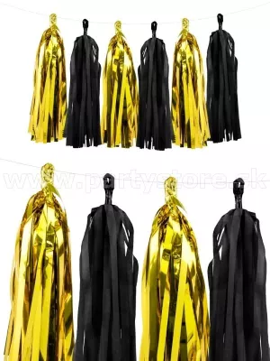 Girlanda - STRAPCE - PARTY MIX GOLD & BLACK - 12 strapcov