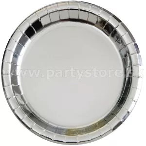 Taniere - METALLIC - strieborné, priemer 23 cm, balenie 8 ks, papier