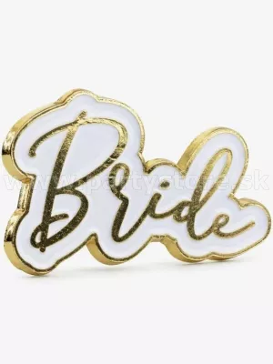 Odznak - BRIDE - 3,5 x 2 cm, kovový so zapínacím špendlíkom