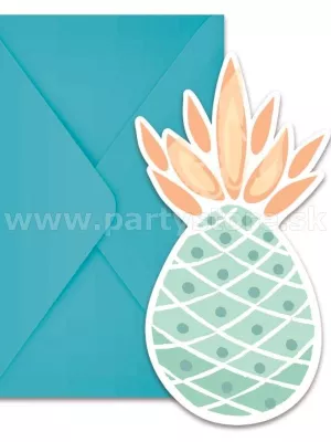 Pozvánky na party - ANANÁS - 6 ks s obálkou