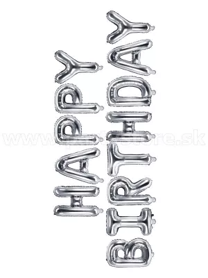 Balón fólia banner 35 x 520 cm - HAPPY BIRTHDAY - strieborný