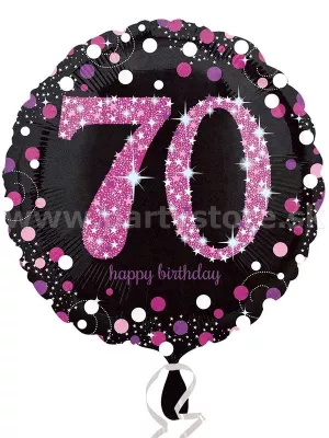 Balón - 70 narodeniny - PINK CELEBRATION - priemer 43 cm, fólia