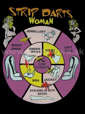 Hra erotická - STRIPTÍZ - magnetický terč so šípkami pre pánov