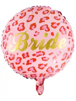 Balón fólia 45cm kruh - BRIDE - ružový, zlatý nápis, 1 kus