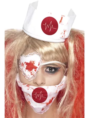Sestrička súprava 3 dielna - ZAKRVAVENÁ ZOMBIE - bielo červená