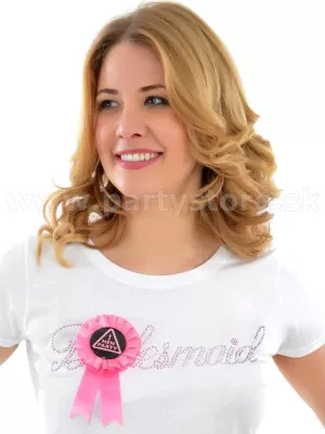 Odznak - HEN PARTY - čierny s ružovou rozetou a stuhami