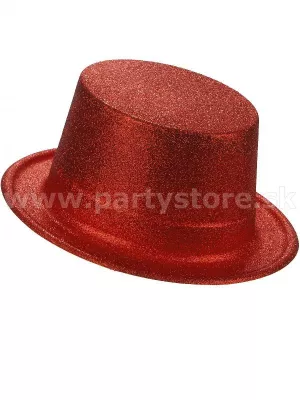 Klobúk cylinder - MAGICMAN GLITTER - červený, trblietavý,plast