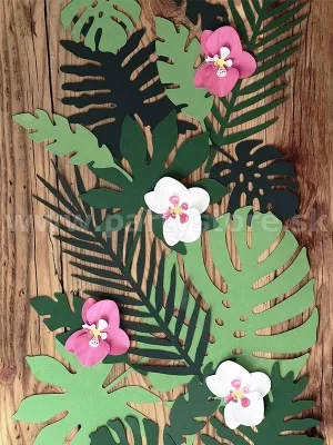 Dekorácia - ALOHA - TROPIC - mix tropické listy, 21 ks, papier