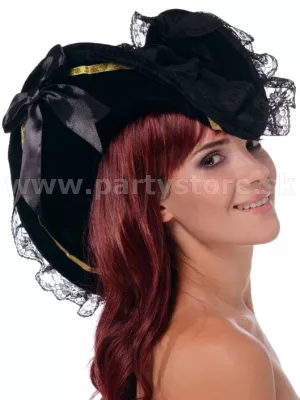 Klobúk - PIRÁTKA ANNE BONNY DELUXE - dámsky s perím a krajkou