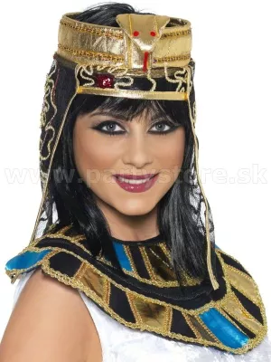 Čelenka - EGYPT- so závojom, zlato - čierna, dámska