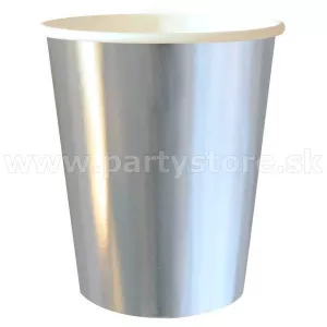 Poháre - METALLIC - 200 ml, strieborné, balenie 6 ks, papier