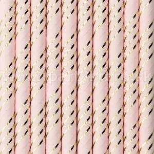 Slamky nápojové - ELEGANT DETAIL - svetloružové, bal. 10 ks, papier