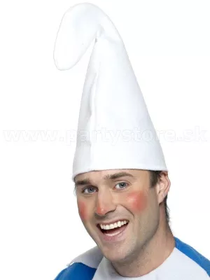 Čiapka - TRPASLÍK - biela, vysoká 34 cm, plstená, unisex