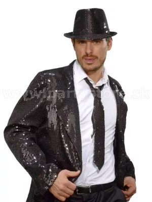 Viazanka kravata - RETRO CHIC - KOMBI - čierna, dlhá 145 cm, satén