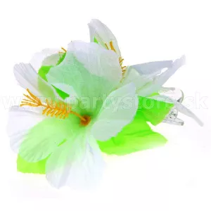 Spona do vlasov - ALOHA HAWAIIAN FLOWER - biely kvet s lístím