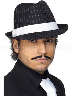 Klobúk - GANGSTER DELUXE TRILBY - čierny s bielou stuhou