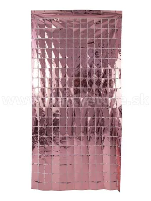 Záves - METALLIC - ružovo zlaté obdĺžniky, 100 x 200 cm, fólia