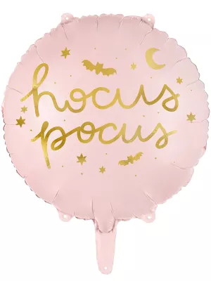 Balón fólia kruh 45 cm - HOCUS POCUS - svetlo ružový so zlatou potlačou