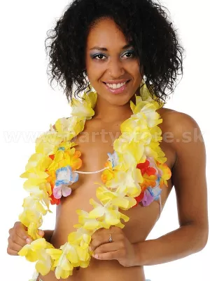 Veniec - náhrdelník - HAWAIIAN PARADISE - žlto biely, tónovaný, 100 cm