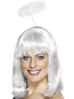 Čelenka - AUREOLA ANJEL DELUXE - biele marabou, priemer 14 cm