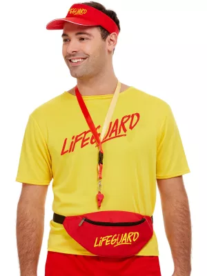 Plavčík 3 dielna súprava - LIFEGUARD - červený šilt, ľadvinka, píšťalka