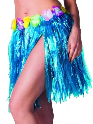 Sukňa - TROPICAL HULA DANCER - modrá, mini dĺžka 40 cm
