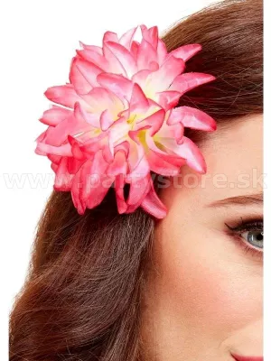 Spona do vlasov - HAWAIIAN TROPICAL FLOWER - ružovo biela