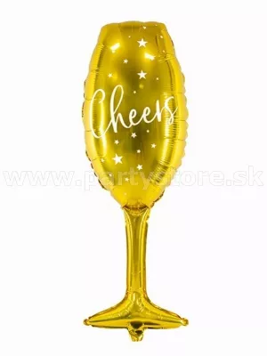 Balón fólia 80 x 28 cm - POHÁR ŠAMPANSKÉHO - zlatý