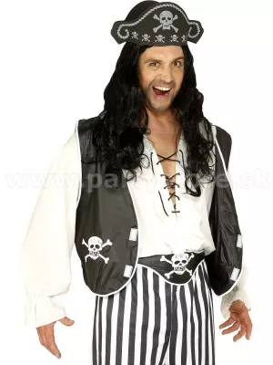 Pirát set 3 - dielny - POSH JON BLACK - vesta, opasok, klobúk