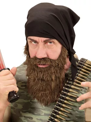 Brada s fúzami a šatkou - MOTORKÁR - HELLS ANGELS - 2 dielna súprava