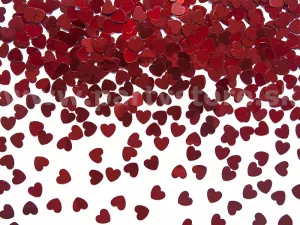 Konfety - SRDIEČKA - červené, 5mm, metalizovaná fólia, 30 gramov