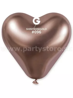 Balón chróm 30 cm - SRDCE - RUŽOVO ZLATÉ - balenie 5 ks, latex