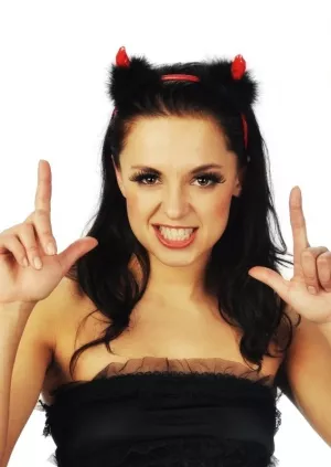 Čelenka - ROHY ČERTICE - červené s čiernym marabou