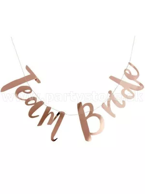 Banner - Team Bride - zlatý, 21 x 88 cm, dĺžka 150 cm