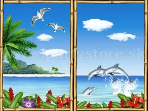 Dekorácia na stenu - HAWAII POHĽAD Z OKNA - 67 x 85 cm, fólia