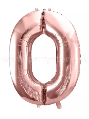 Balón - ČÍSLICA 0 - výška 86 cm, ružovo zlatý, fólia