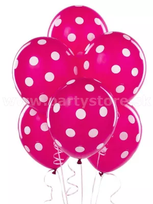 Balón pastel 30 cm - RETRO BODKY - sýtoružový s bielymi bodkami, 1 kus, latex