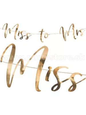 Banner - MISS TO MRS  ružovo zlatý, 18 x 76 cm, kartónový papier