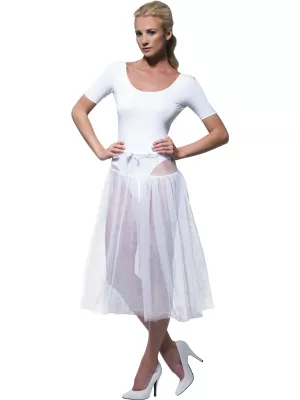 Spodnička z 50. rokov, biela, nastaviteľná, dĺžka približne 75 cm