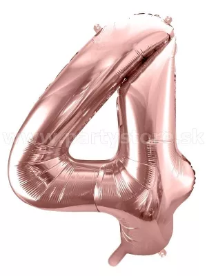 Balón - ČÍSLICA 4 - výška 86 cm, ružovo zlatý, fólia