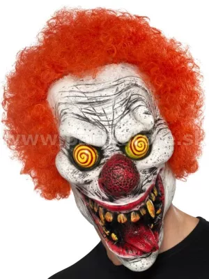 Maska - POKRÚTENÝ KLAUN - s vlasmi, latexová